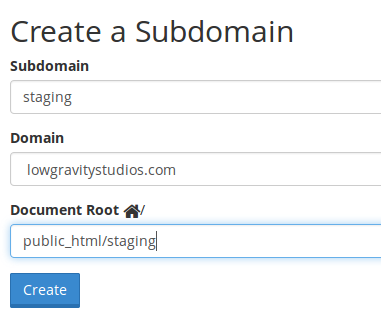 CPanel create subdomain